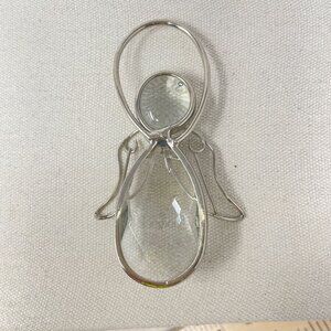 Guardian Angel Faceted Glass Suncatcher Hanging‎ Ornament Silver-Tone